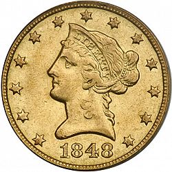 10 dollar 1848 Large Obverse coin