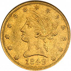 10 dollar 1849 Large Obverse coin