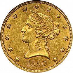 10 dollar 1850 Large Obverse coin