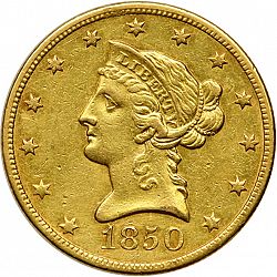 10 dollar 1850 Large Obverse coin