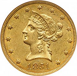 10 dollar 1851 Large Obverse coin
