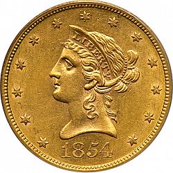 10 dollar 1854 Large Obverse coin