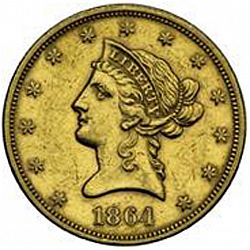 10 dollar 1864 Large Obverse coin