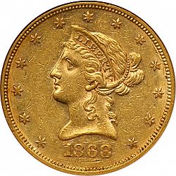 10 dollar 1868 Large Obverse coin