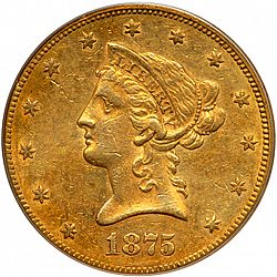 10 dollar 1875 Large Obverse coin
