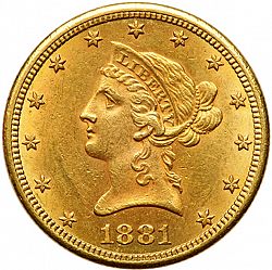10 dollar 1881 Large Obverse coin