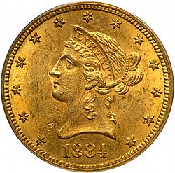 10 dollar 1884 Large Obverse coin