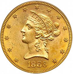 10 dollar 1886 Large Obverse coin