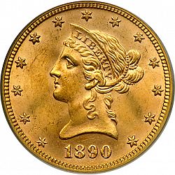10 dollar 1890 Large Obverse coin