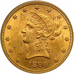 10 dollar 1890 Large Obverse coin