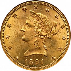 10 dollar 1891 Large Obverse coin