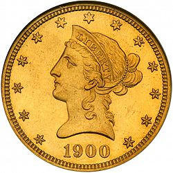 10 dollar 1900 Large Obverse coin