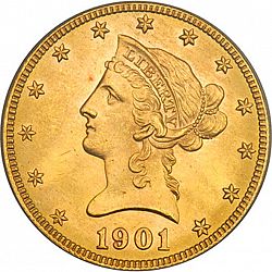 10 dollar 1901 Large Obverse coin
