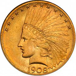 10 dollar 1908 Large Obverse coin