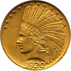 10 dollar 1920 Large Obverse coin