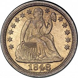 dime 1848 Large Obverse coin
