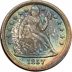 dime 1857 Large Obverse coin