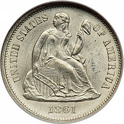 dime 1861 Large Obverse coin