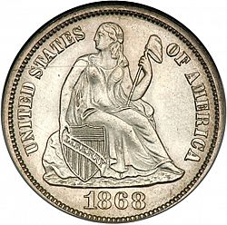 dime 1868 Large Obverse coin