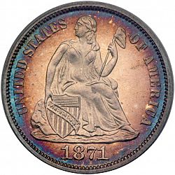 dime 1871 Large Obverse coin