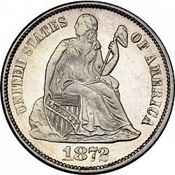 dime 1872 Large Obverse coin