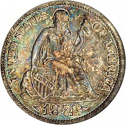 dime 1874 Large Obverse coin