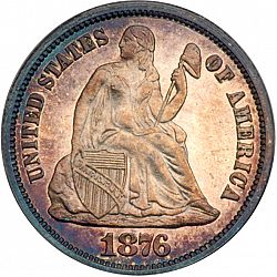 dime 1876 Large Obverse coin