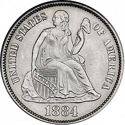 dime 1884 Large Obverse coin