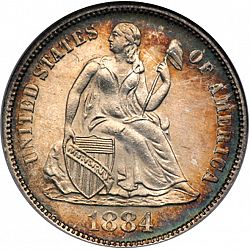 dime 1884 Large Obverse coin