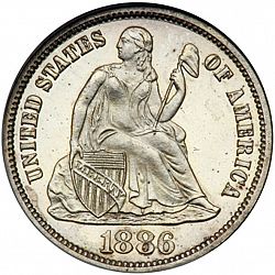 dime 1886 Large Obverse coin