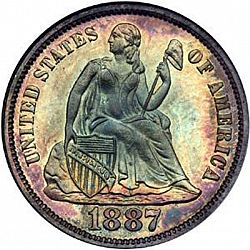 dime 1887 Large Obverse coin