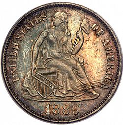 dime 1889 Large Obverse coin