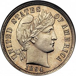 dime 1894 Large Obverse coin