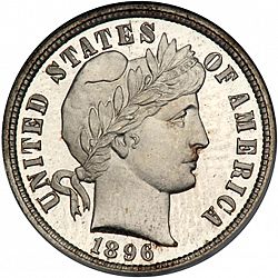 dime 1896 Large Obverse coin