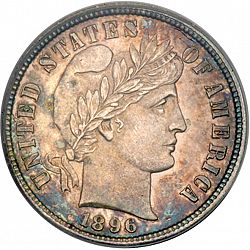 dime 1896 Large Obverse coin