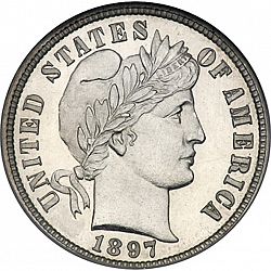 dime 1897 Large Obverse coin