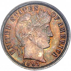 dime 1897 Large Obverse coin