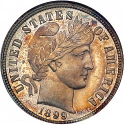 dime 1899 Large Obverse coin