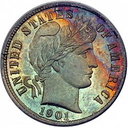 dime 1901 Large Obverse coin