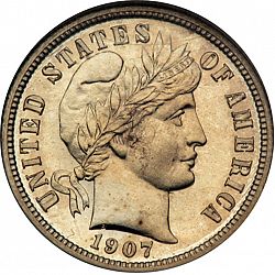 dime 1907 Large Obverse coin