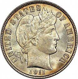 dime 1911 Large Obverse coin