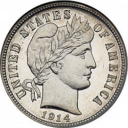 dime 1914 Large Obverse coin