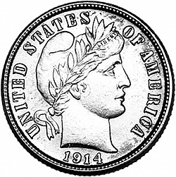 dime 1914 Large Obverse coin