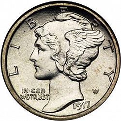 dime 1917 Large Obverse coin