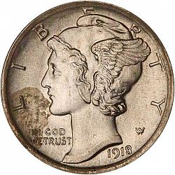 dime 1918 Large Obverse coin