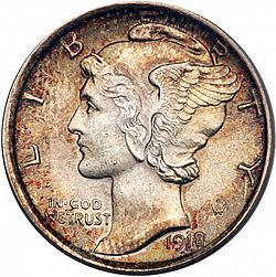 dime 1918 Large Obverse coin