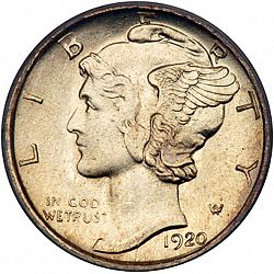 dime 1920 Large Obverse coin