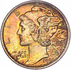 dime 1920 Large Obverse coin