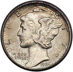 dime 1924 Large Obverse coin