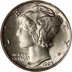 dime 1927 Large Obverse coin